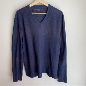 John Varvatos - V Neck Long Sleeve Shirt in Navy